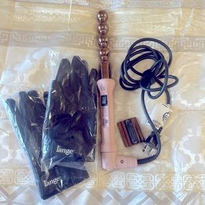 Lange Le Perle Bubble hair Curling Styling Wand with Two gloves.